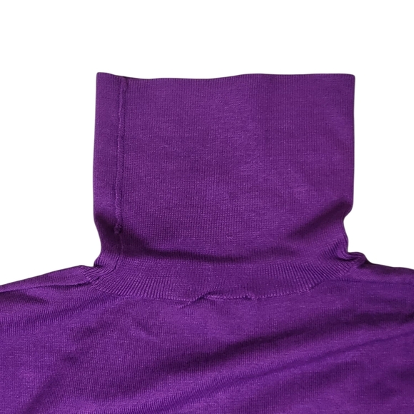Whisper Knit By Louis Dell'Olio Purple 3/4 Sleeve Turtleneck Sweater NWT - Picture 3 of 6